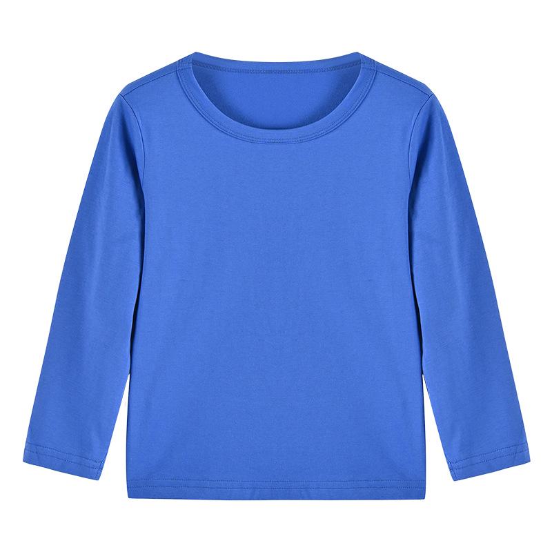 

2025 Kids Long-Sleeve T-Shirt - Pure Cotton Solid Color Round Neck, Unisex Toddler Top Available 110 cm синий