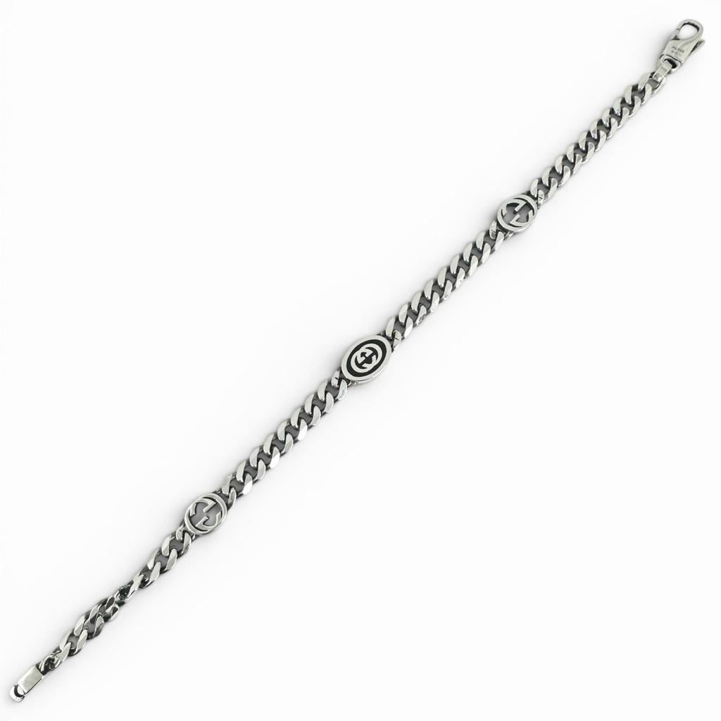 Great GUCCI bracelet Interlocking G Current product Chain Silver AG925 Women 17 Used