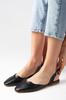 Dámské ploché boty Mayra černé barvy s otevřenou patou a plochou špičkou, baleríny