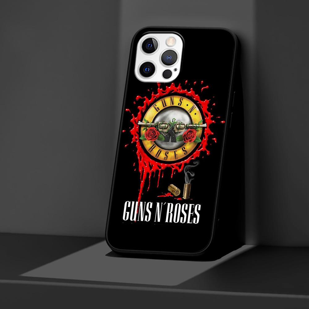 

Чохол Guns N Roses для iPhone 14 11 13 Pro Max 12 Mini XR 7 8 Plus SE 2020 XS 6 6S + 5 5S Coque Black М яка сумка для мобільного телефону iPhone X(XS)