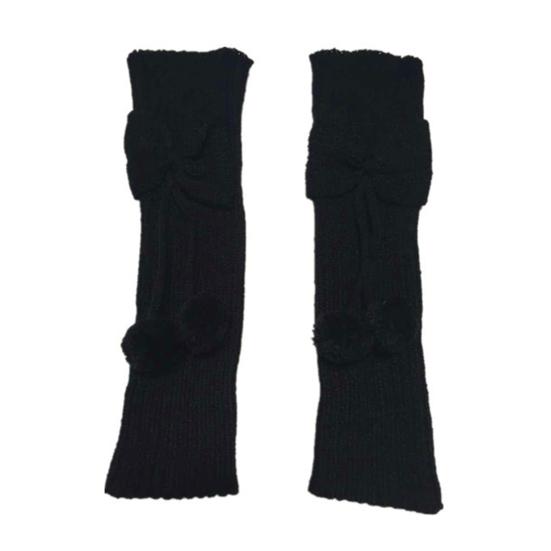 Leg Warmer Bowknot Ball Warm Solid Color Knitted Boot Socks for Autumn Winter