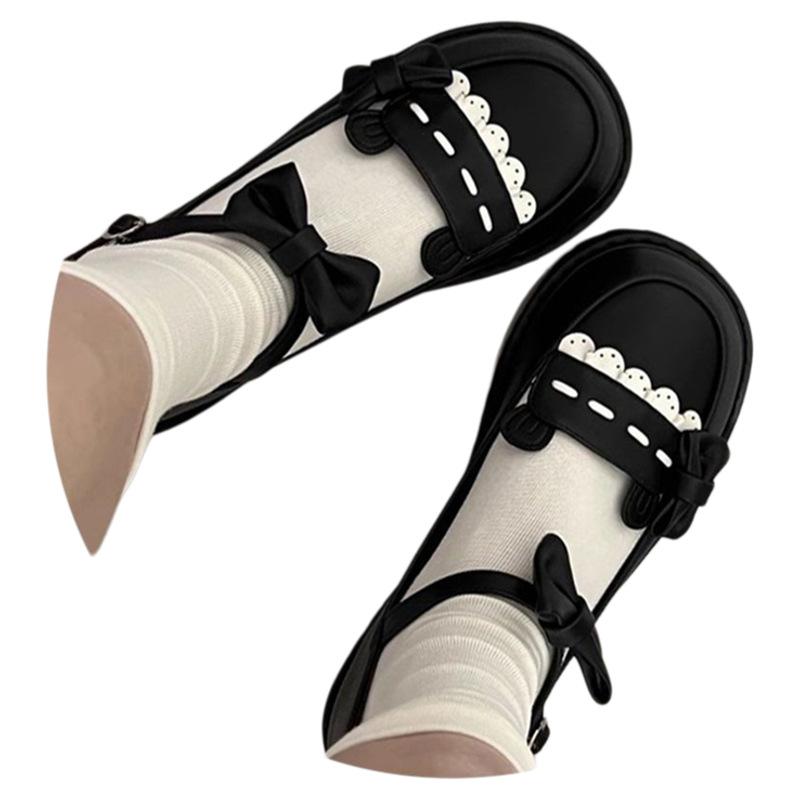 Bobo Bear Round Head Cute Lolita Sailor Suit Lo Shoes Women's Japanese Flat Bottom Mary Jane Jk Uniform Small Leather Shoes