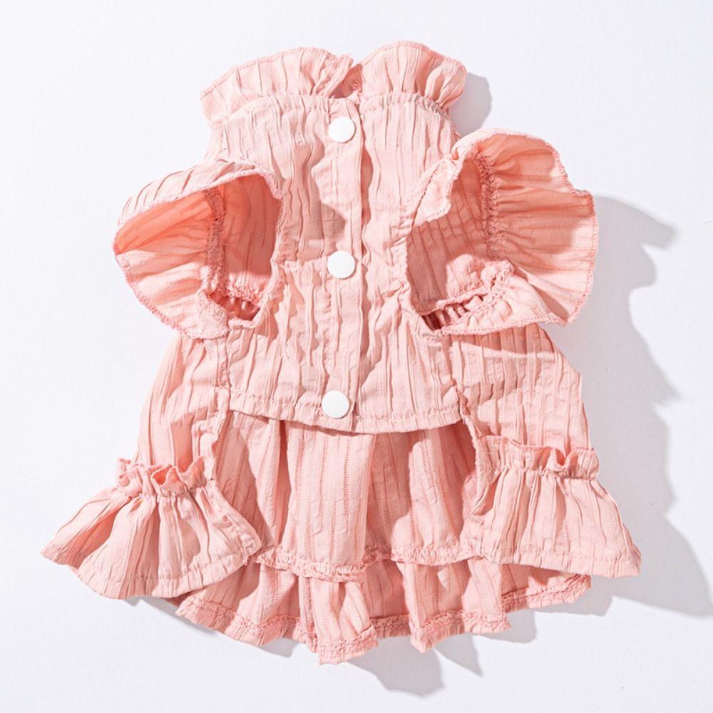Reusable Dog Princess Dress Soft Bowknot Lace Puppy Clothes Cute Dog Tulip Pleated Dress  Summer