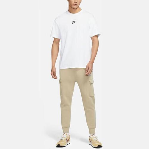Nike Men's White Short-Sleeve T-Shirt with Solid Color Front Logo Print