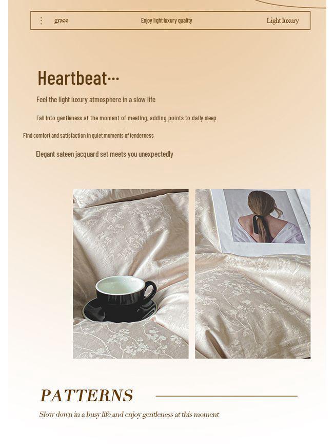 G5Z Light Luxury 200-Count Long-Staple Cotton Jacquard Bedding Set: Includes Duvet Cover, Bed Sheet, and Fitted Sheet.