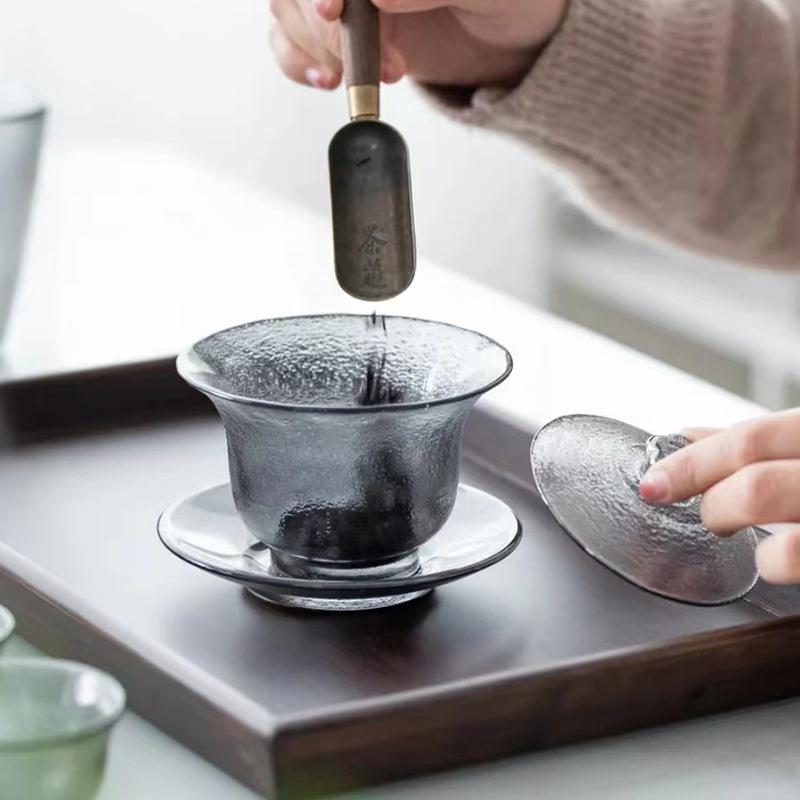 Japonská ručně vyráběná žáruvzdorná skleněná poklička miska gaiwan čajová souprava příslušenství pro čajový obřad gaiwan na cesty gai wan polévková mísa