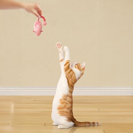 Interactive Mouse Cat Toy Electric Squeaky Plush Mouse Simulated Mouse with Night Fluorescence