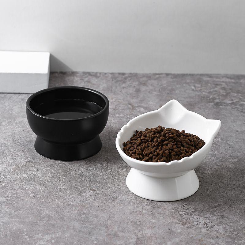 Large Capacity Ceramic Cat Bowl with Neck Protection - Anti-Black Chin Design for Food and Water