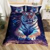 New Tiger Bedding Set Red Rose Flower Africa Big Cat Comforter Cover Set Animal Themed 2-3Pcs Queen Size Duvet Cover Set