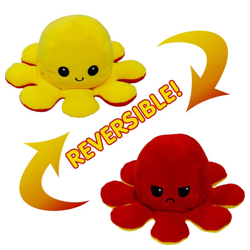 Reversible Flip Stuffed Octopus Plush  Doll Soft Simulation Reversible Plush Toy Double-sided Color