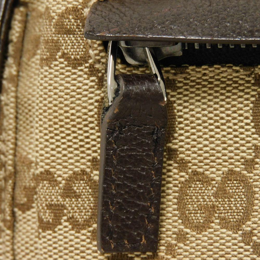 Used 9539 GG Canvas Waist Bag 28566 7929 Calfskin Brown Waist Pouch Shoulder Bag with Embossed Logo Beige Men's from