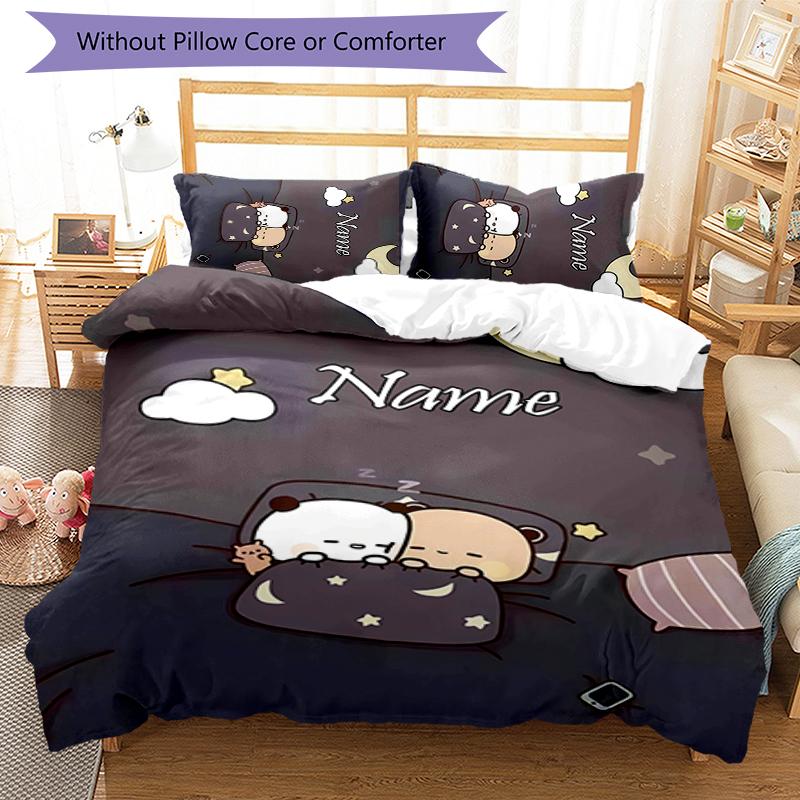 3pcs Custom Name Bubu Dudu Bedding Set Duvet Cover Closure Includes 1 Duvet Cover & 2 Pillowcases for All Seasons Bedroom Decor
