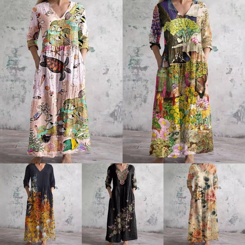 Abiti casual con scollo a V e maniche 2/1 primavera estate moda donna