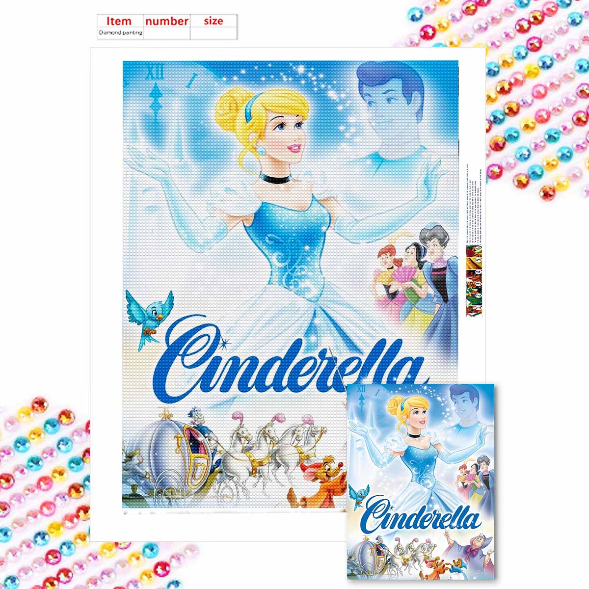 

5D Алмазная Живопись Сделай Сам Золушка и Принц Полная Выкладка Стразы Мозаика Вышивка Изделия Ручной Работы Домашний Декор Подарок Round 20x30cm