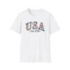 Patriotic Floral USA T-Shirt, Perfect for Summer BBQs, Casual Outings,