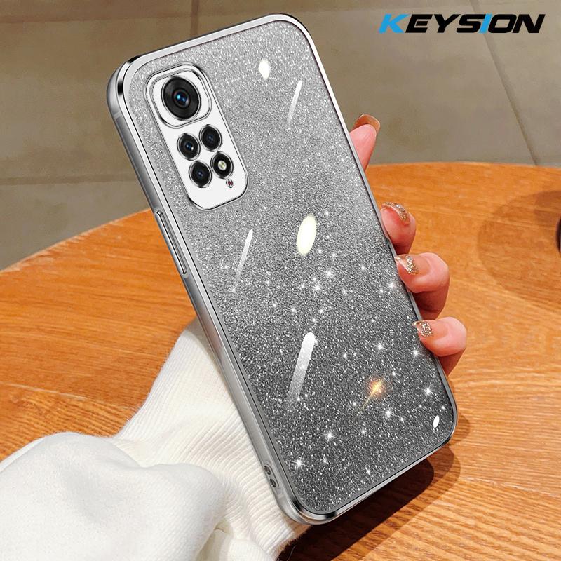 KEYSION Luxury Plating Glitter Phone Case for Redmi Note 11 Pro 11S 5G 11 Pro+ 5G Transparent Soft TPU Shockproof Cover