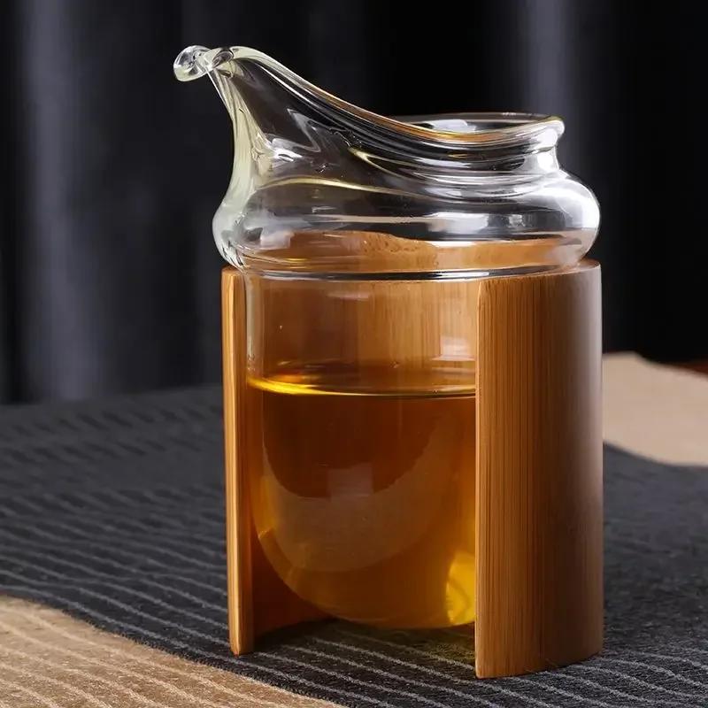 1PC Kung Fu Tea Set Accessories Glass Tea Pitcher Fair Cup With Bamboo Tube Heat-resistant Tea Dispenser Chahai Teaware