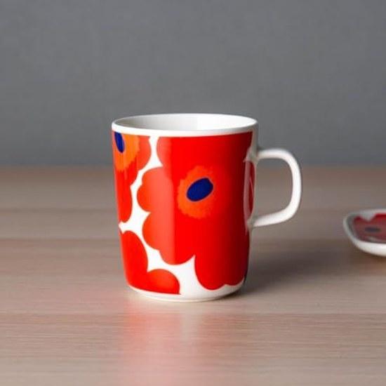 Marimekko Mug White Red OIVA UNIKKO 2.5 dl Cup Nordic Kitchen Tableware