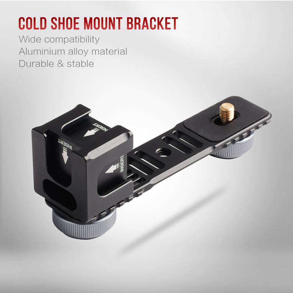 Universal Aluminium Alloy Gimbal Extention Bar Bracket Adapter with 4 Cold Shoe Mount 1 4 Inch Screw Adapter for LED