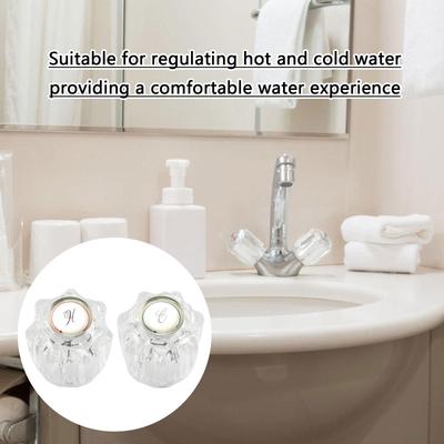 2Pieces Campers Faucet Knobs Replacement Accessory for Bathroom Sink and Shower Hot Cold Water Control Acrylic