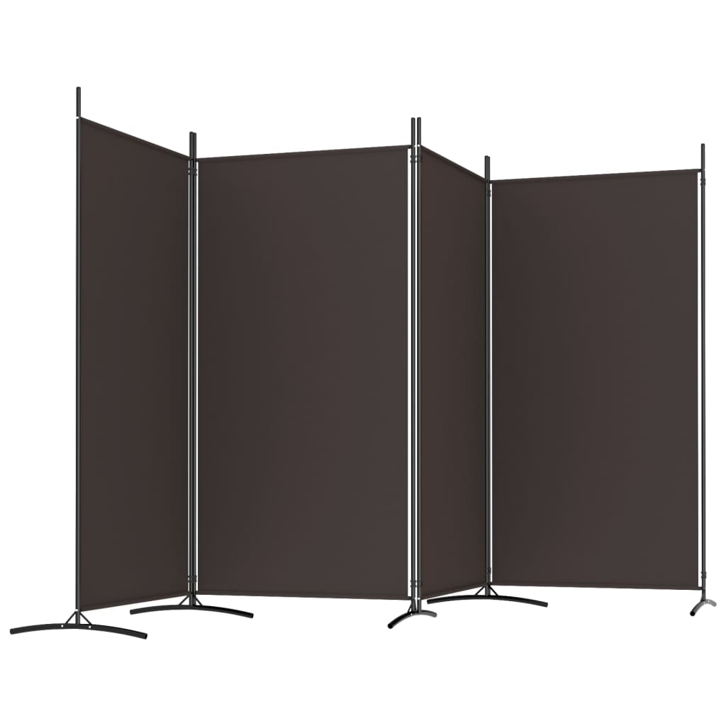 4 Piece Brown Folding Screen 346 X 180 Cm Fabric