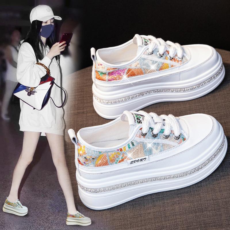 8cm Women Sandals Platform Wedge Summer Shoes Mesh Sneaker Lace-up Mules Shoes Slides Women Slippers Breathable Zapatos De Mujer