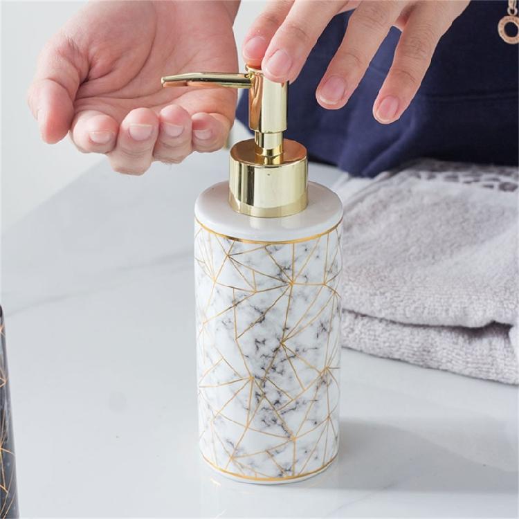 Stylish 300ml Marble Ceramic Soap Dispenser Bottle Empty Bottle Modern Bathroom Decors for Hand Sanitizer & Shampoo