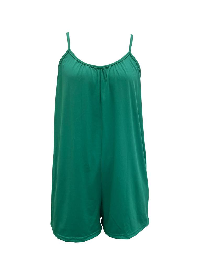 2026 Solid Color Women's Strappy Jumpsuit - Summer Casual European American Style Romper Pants