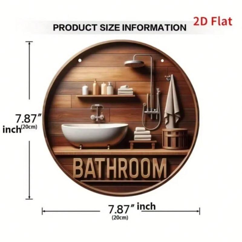 Metal Wall Art Decor: Creative Circular Sign for Home Bathroom Poster