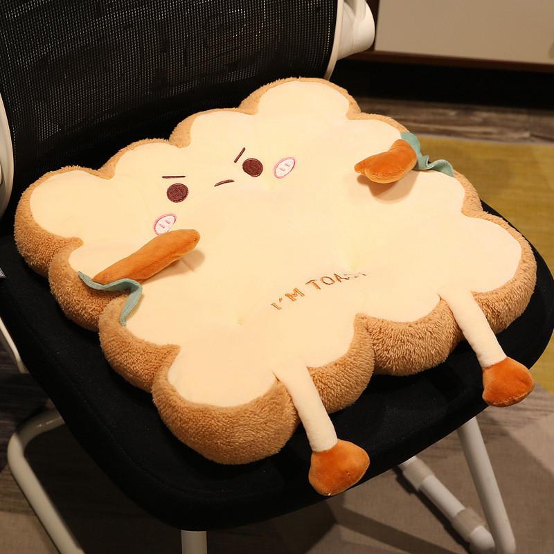 Chair Toast Cartoon Cushion With Soft Plush Material For Decor Home
