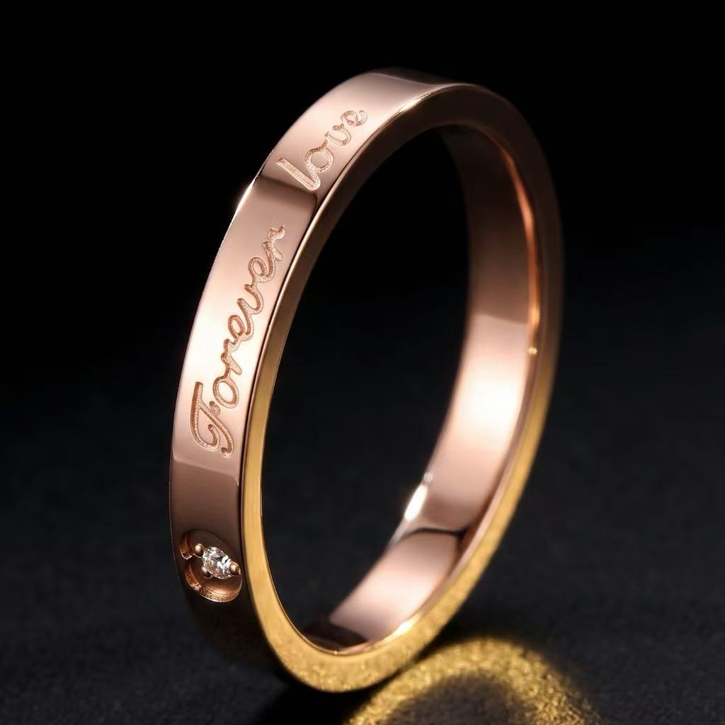 Titanium steel ring, niche and high-end, light luxury, non-fading, cross-border Instagram-style Foever Love