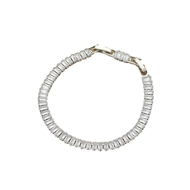 2.5*5 Rectangle Zircon Tennis Bracelet with Adjustable Chain Extension