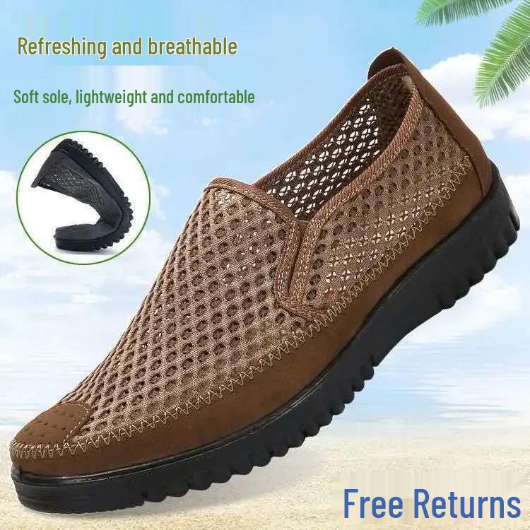 Zapatos Casuales de Malla Old Beijing para Hombre - Antideslizantes, Transpirables, Sandalias de Suela Blanda