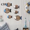 Wooden Fish Decor 6 Pcs Wall Nautical Coastal Wood Art Easy Install Rustic Beach Ocean Lake House Hanging Ornament for Bathroom Bedroom