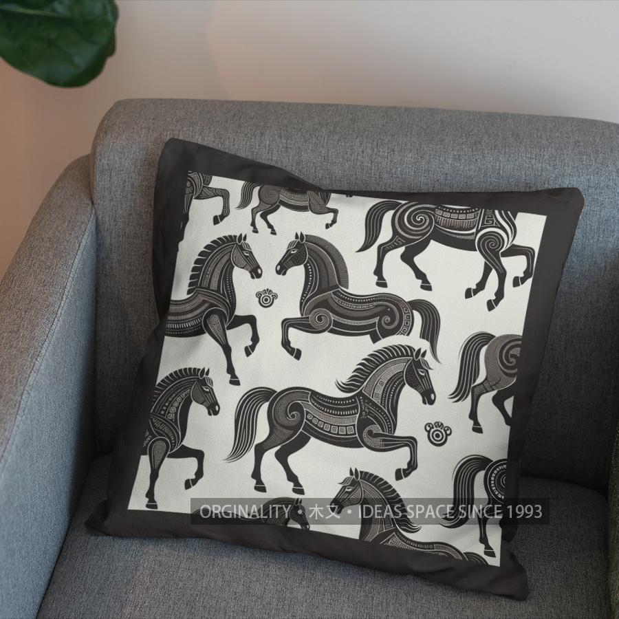 Stylish Horse-Patterned Digital Print Pillow Covers Pattern Cushion Cover Suitable For Sofa Bedroom Car Pillow Cover