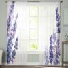 Flower Lavender Watercolor Sheer Window Curtains For Living Room Bedroom Modern Voile Tulle Curtains Fabric Drapes For Kitchen