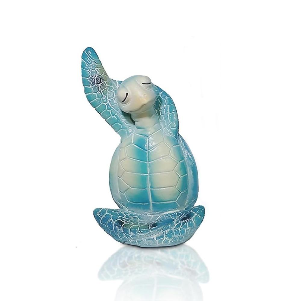 with Non-Slip Base Yoga Sea Turtle Figurines Zen Ocean Theme Charm Table Shelf Sculptures Beach Bathroom Office Decoration