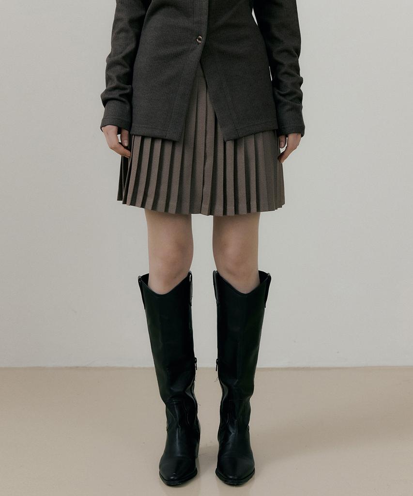 REORG Rie Ripple Pleats Mini Skirt Brown