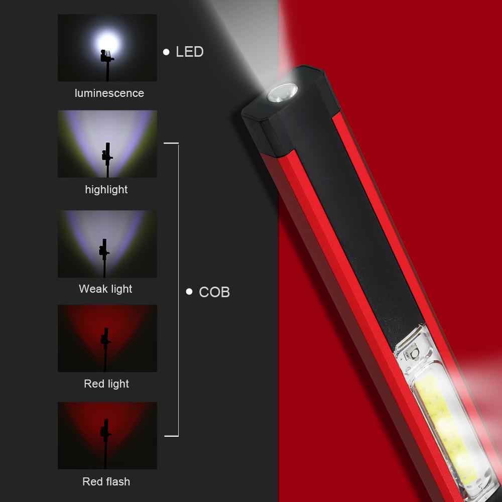 COB LED  Pen Light Magnet USB Rechargeable Work Torch Flashlight Lamp