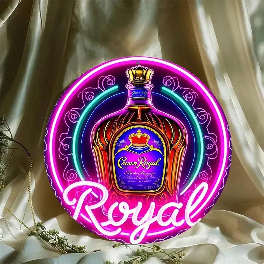 Crown Royal Neon Sign Aluminum Metal Wall Art HD Print Waterproof Dustproof Home Bar Decor