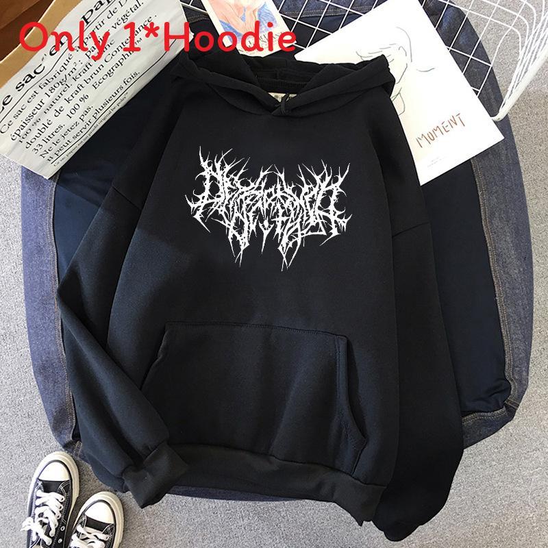 Gothic Style Hooded Sweatshirt For Women With Print Graphic Streetwear Winter Fashion