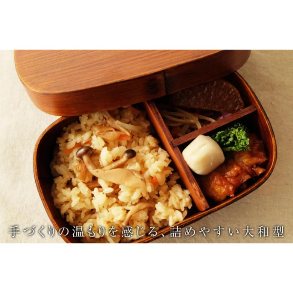 Miyoshi Lacquerware Honpo Magewappa Bento Yamato Single Natural for Men and Women Box, Style, Oval, Tier, 700ml, Brown, Wood,