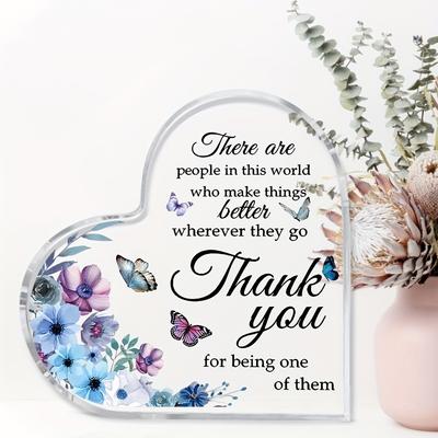 Appreciation Gifts for Teacher, Thank You Gifts for Coworker Acrylic Heart Keepsake for Women Boss Manager Director Grateful Gifts, Christmas Living R
