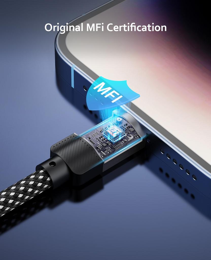 Magtame Lightning Cable with Magnetic to Metal iPhone Charging MFi Dual Fast Compatible with iPhone and More 1.5M USB-C, Auto-Retracting, Type-C