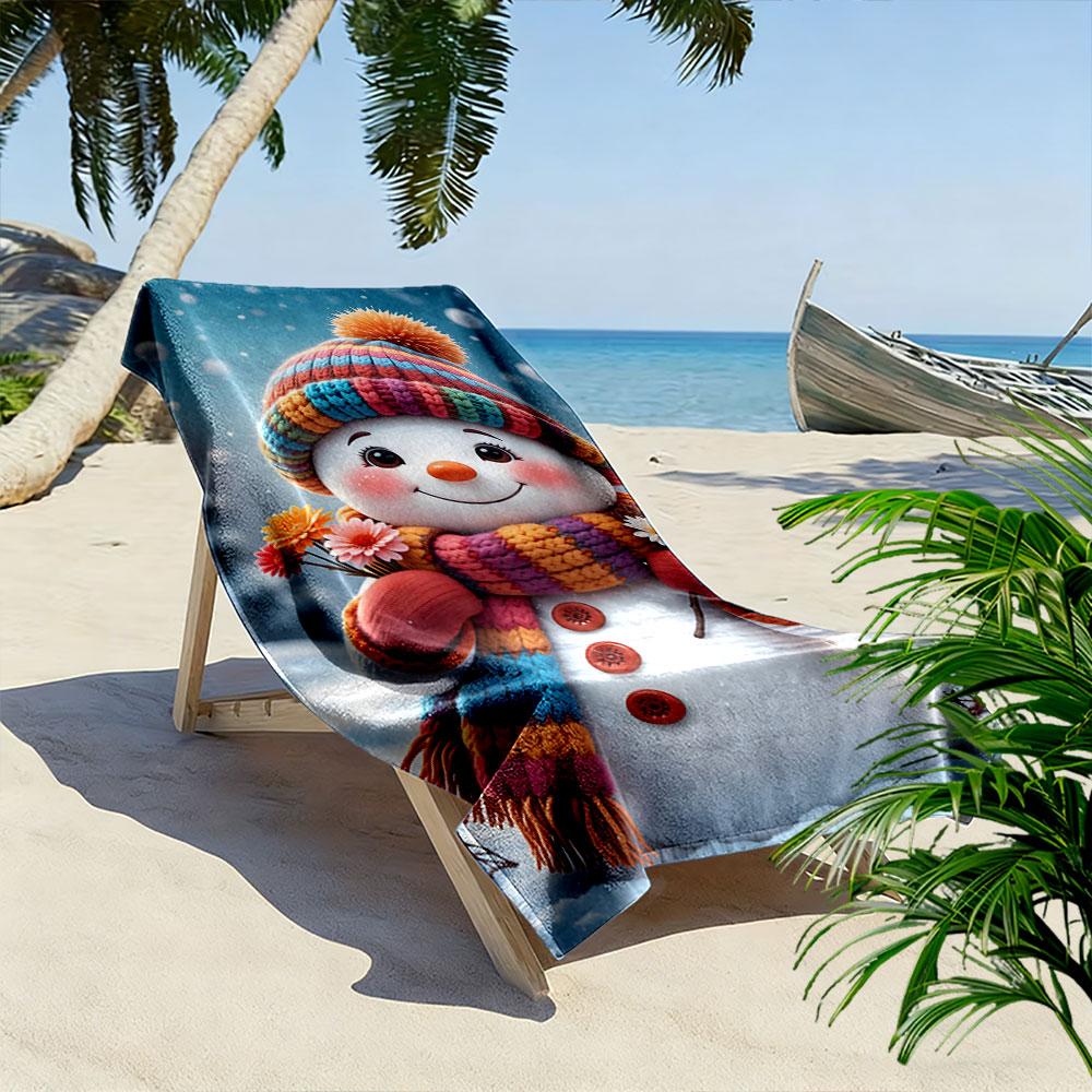 Cheerful snow friend delight Print beach towel, quick drying, suitable for travel, outdoor sports, jogging, the beach and swimming, gift