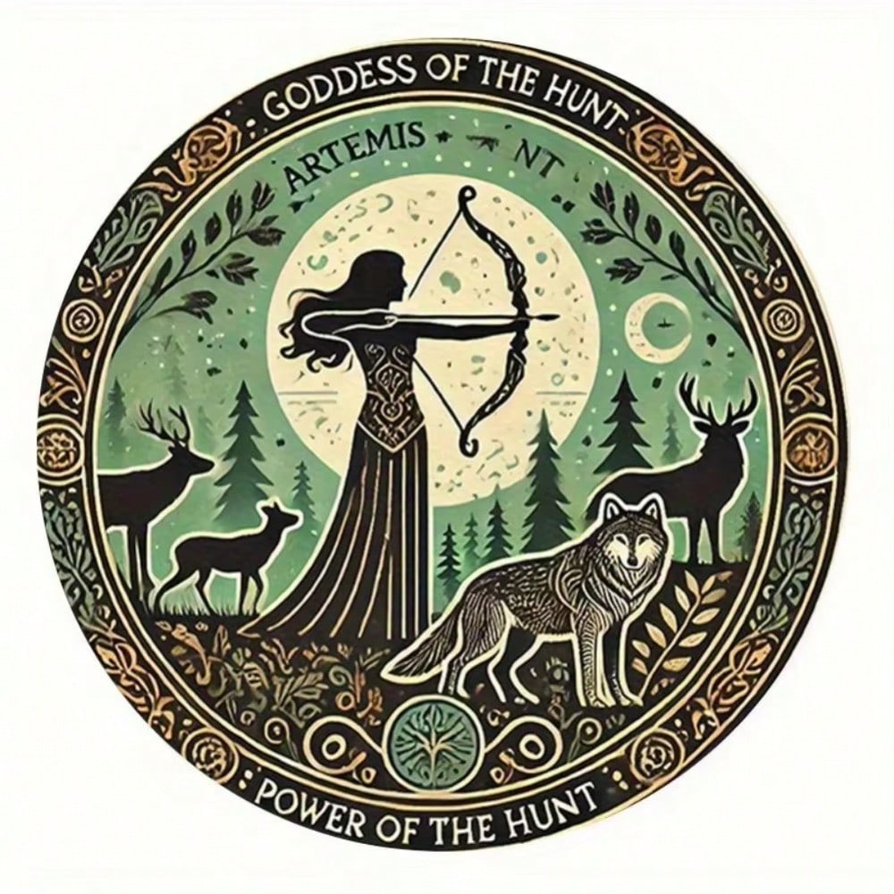 Round Metal Art Logo Sign Mythical Hunting Theme Wall Decor for Home Garage Cafe 20x20