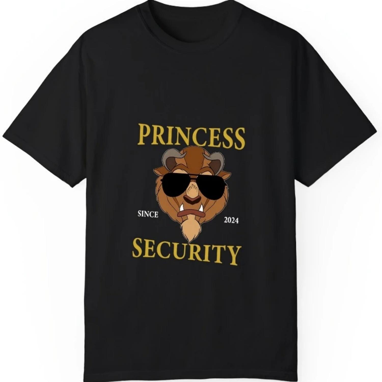 

Disney Princess Security Beast with Fashion Glasses Graphic T-Shirt Cotton Crew Neck Short Sleeve Tee Popular Fashion S чёрный
