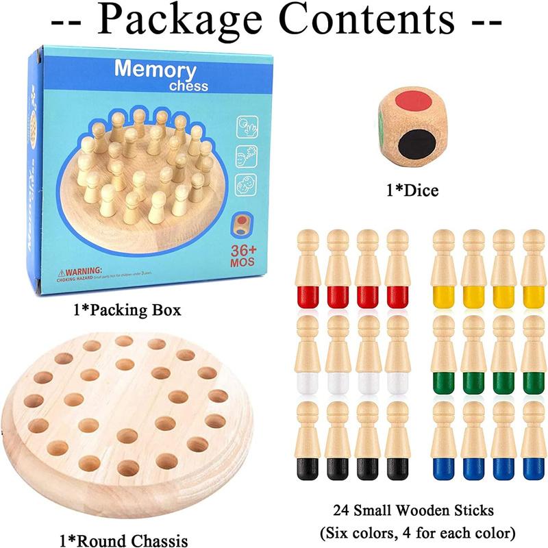Wooden Memory Chess Board Game, Educational Toy For Kids Focus Training, Kids Matchstick Chess Color Cognitive Ability Toy