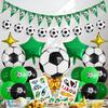 Soccer Themed Party Decorations Set with Balloons Banner Foil Stars and Soccer Ball Print Stickers for Birthday Event Celebration