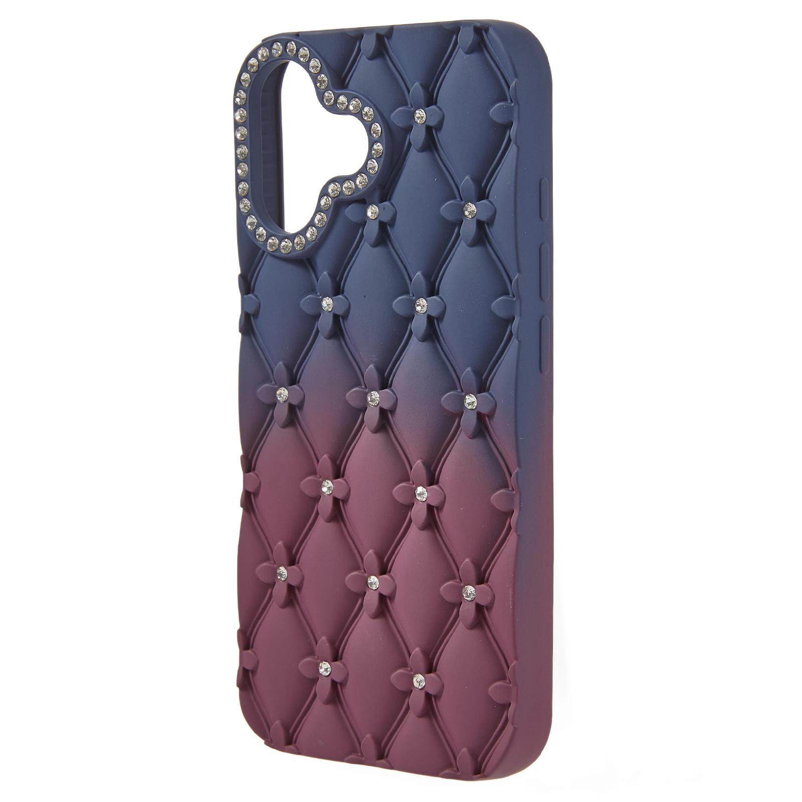 

For iPhone 16 Case Rhinestone Decor Rubberized TPU Phone Cover Yellow+Green